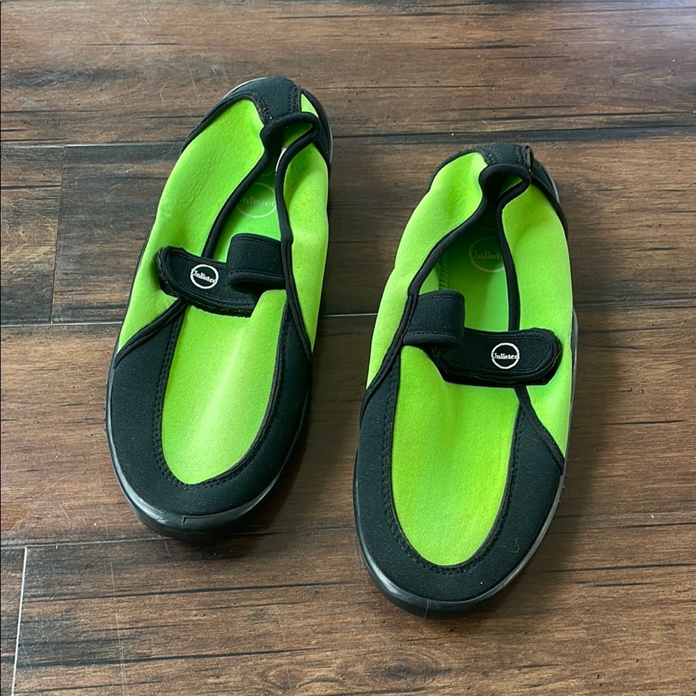Vibrant Green and Black Slip-On Water Shoes